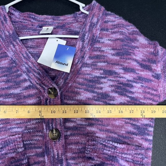 Abound Sweater Womens XXS Purple Space Dye Button Cardigan Preppy Girly Pockets - Picture 6 of 8